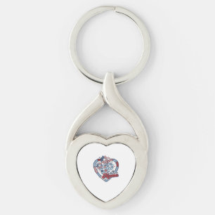 All American Mama Patriotic Flower Shirt Design_1 Key Ring