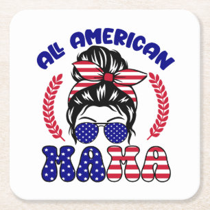 All American Mama Square Paper Coaster