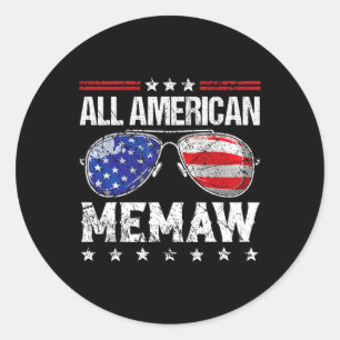 All American Memaw 4th Of July Family Matching Sun Classic Round Sticker