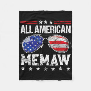 All American Memaw 4th Of July Family Matching Sun Fleece Blanket