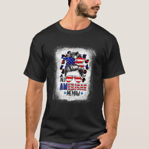 All American Memaw Bleached Leopard Patriotic T-Shirt