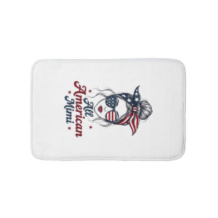 All American Mimi Vintage Patriotic Messy Bun Sung Bath Mat