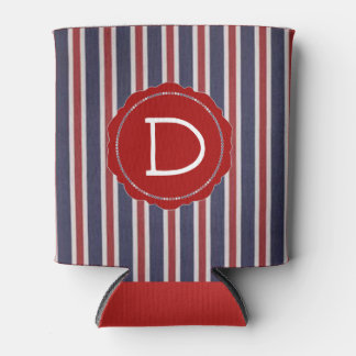All-American Monogrammed Patriotic Striped Favour Can Cooler
