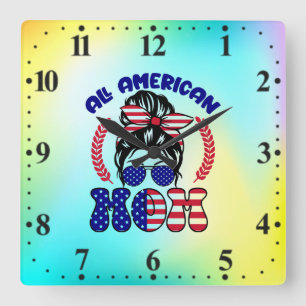 All American Mum-32169 Square Wall Clock