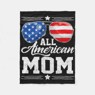 All American Mum 4th Of July Mother's Day Sungles  Fleece Blanket