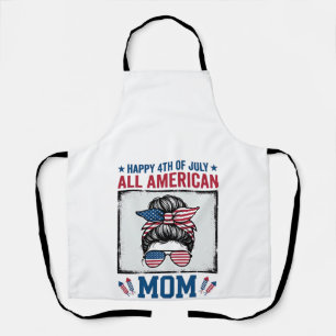 All American Mum 4th of July Vintage Shirt Design_ Apron