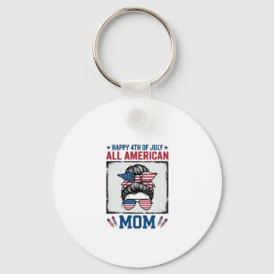 All American Mum 4th of July Vintage Shirt Design_ Key Ring