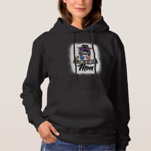 All American Mum Messy Bun Mum 4th Of July Patriot Hoodie