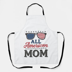 All American Mum Vintage Patriotic Shirt Design_1 Apron