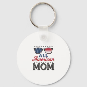 All American Mum Vintage Patriotic Shirt Design_1 Key Ring