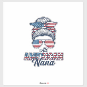All American Nana Patriotic Messy Bun Vector Desig
