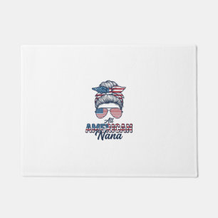 All American Nana Patriotic Messy Bun Vector Desig Doormat