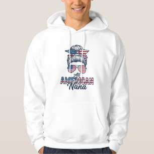 All American Nana Patriotic Messy Bun Vector Desig Hoodie
