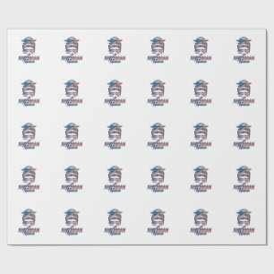 All American Nana Patriotic Messy Bun Vector Desig Wrapping Paper