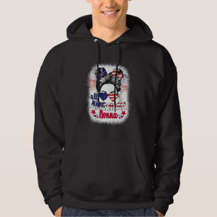 All American Nonna Patriotic 4th Of July Messy Bun Hoodie