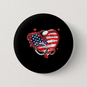 All American Nurse 4th Of July Patriotic Usa Flag  6 Cm Round Badge