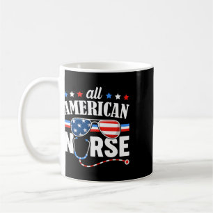 All American Nurse 4th Of July Patriotic Usa Flag Coffee Mug
