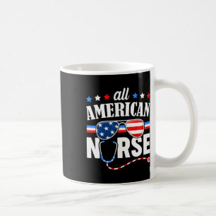 All American Nurse 4th Of July Patriotic Usa Flag Coffee Mug