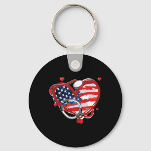 All American Nurse 4th Of July Patriotic Usa Flag  Key Ring