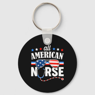 All American Nurse 4th Of July Patriotic Usa Flag Key Ring