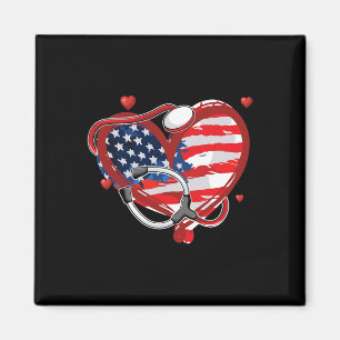 All American Nurse 4th Of July Patriotic Usa Flag Magnet