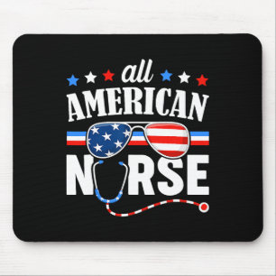 All American Nurse 4th Of July Patriotic Usa Flag Mouse Pad