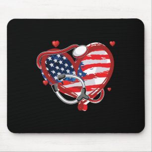 All American Nurse 4th Of July Patriotic Usa Flag Mouse Pad