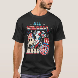 All American Nurse 4th of July Patriotic USA Flag T-Shirt