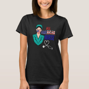 All American Nurse Face Mask In Flag Colours Nurse T-Shirt