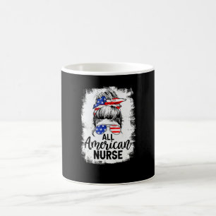 All American Nurse Patriotic Ribbon Us Flag 4th Of Coffee Mug