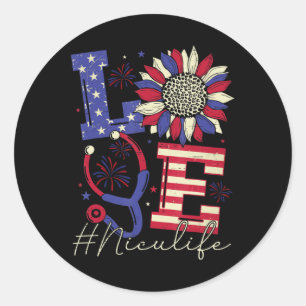 All American Nurse Scrub Memorial Day 4th of July Classic Round Sticker