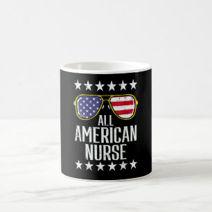 All American Nurse Scrub Memorial Day 4th Of July  Coffee Mug