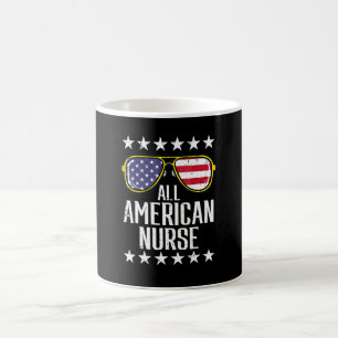 All American Nurse Scrub Memorial Day 4th Of July  Coffee Mug