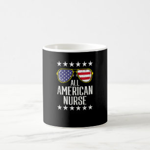 All American Nurse Scrub Memorial Day 4th Of July  Coffee Mug