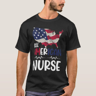 All American Nurse Usa Flag 4th Of July Women Mum T-Shirt