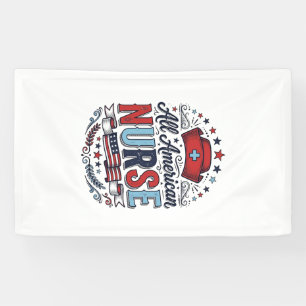 All American Nurse Vintage Patriotic Shirt Design_ Banner