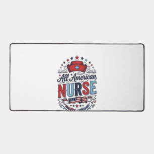 All American Nurse Vintage Patriotic Shirt Design_ Desk Mat