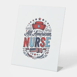 All American Nurse Vintage Patriotic Shirt Design_ Pedestal Sign