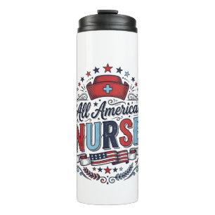 All American Nurse Vintage Patriotic Shirt Design_ Thermal Tumbler