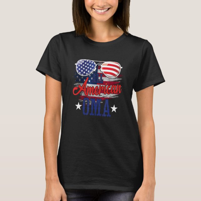 All American Oma Sunglasses US Flag 4th of July Pa T-Shirt (Front)