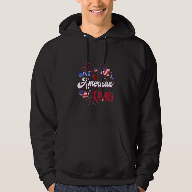 All American Oma Women American Flag 4th of July P Hoodie (Front)