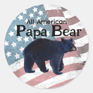 All American Papa Bear Classic Round Sticker