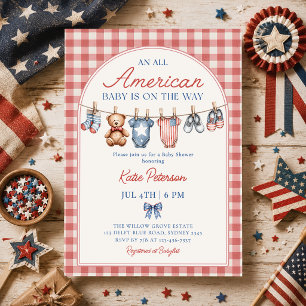 All American Patriotic Clothesline Baby Shower Invitation