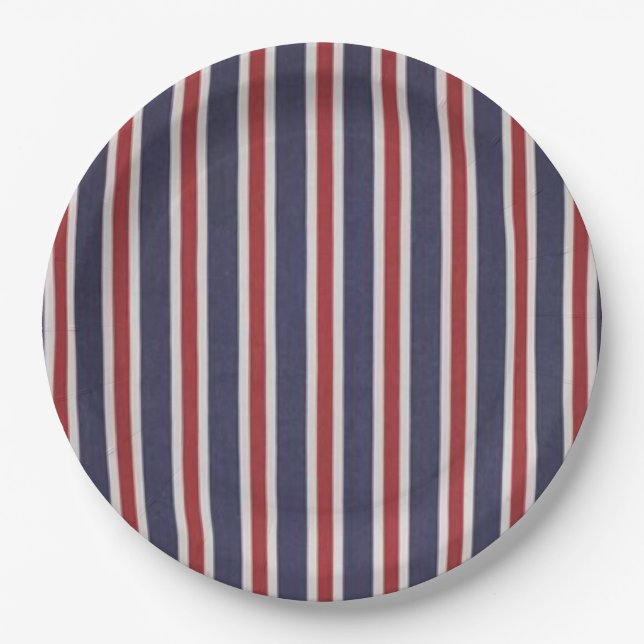 All-American Patriotic Striped Design Paper Plate (Front)