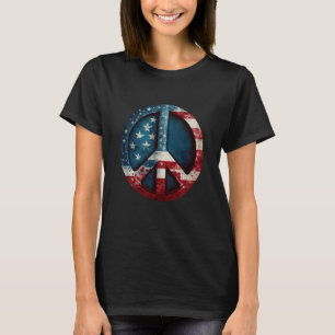 All American Peace Sign with American Flag T-Shirt