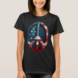 All American Peace Sign with American Flag T-Shirt