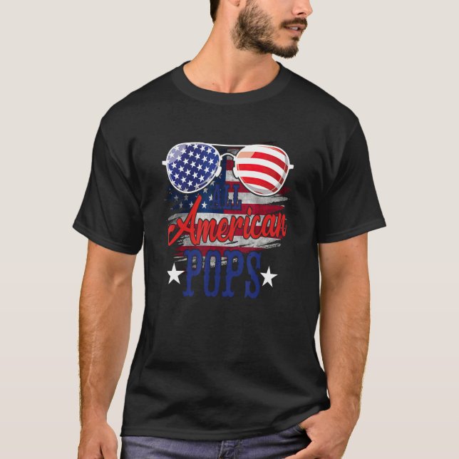 All American Pops Sunglasses US Flag 4th of July P T-Shirt (Front)