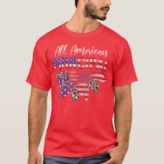 All American Principal Sunflower American Flag 4th T-Shirt