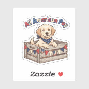 All American Pup Patriotic Dog 4th of July Sticker
