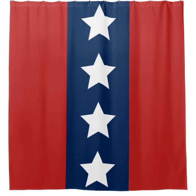 All-American Red White and Blue Big Stripes Shower Curtain (Front)